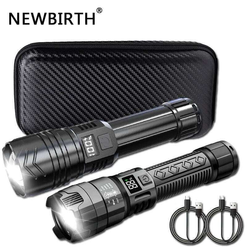 High Strong Power Led Flashlights 2000LM Tactical Torch with Display Light Rechargeable Camping Fishing Emergency Zoom Lantern Z260121