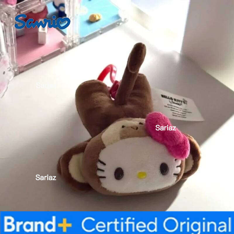 Sanrio NEW funny cartoon Hello Tropical Charms creative Kitty cat sloth Monkey Plush Doll Pendant Animal Key Ring H260121
