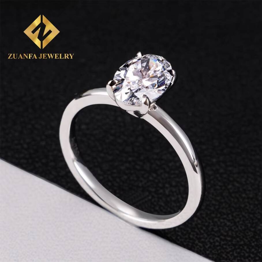 IGI Certificates Classic 4 Claws Au750 White Gold Luxury Bridal Wedding Jewelry 1Ct D VS1 Oval Lab Grown Diamond Engagement Ring