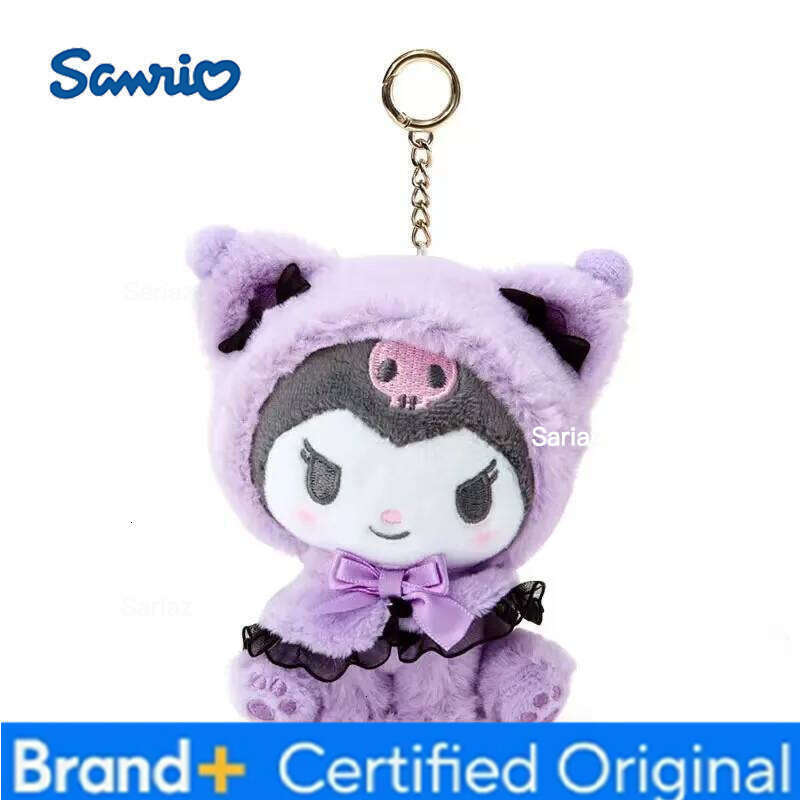 Sanrio HOT Selling About 15cm Kawaii Hello Kitty Kuromi Doll Toys Cute Plush Keychain Bag Pendant Birthday Xmas Gifts H260121