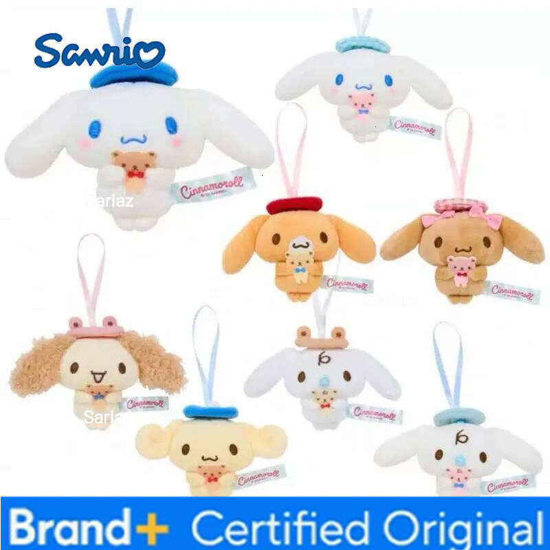 Sanrio kawaii Dog Plush Toys Keychain Holding Bear Cinnamoroll Stuffe Fluffy Doll Black Brown Mocha Cinnamon Key ring H260121