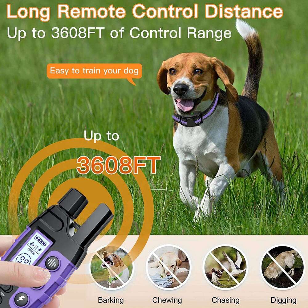 3300Ft Electric Dog Training Collar Remote Control Waterproof Pet BehaviorFor 5-120lbs Puppy With Shock Vibration Beep 26W01121