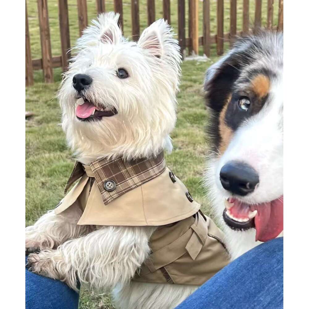 Dog Jacket One Piece Jacket Collar Striped Checkered Gentleman's Cloak Designer Clothing Classic Luxury Lightweight Dog Trench Coat