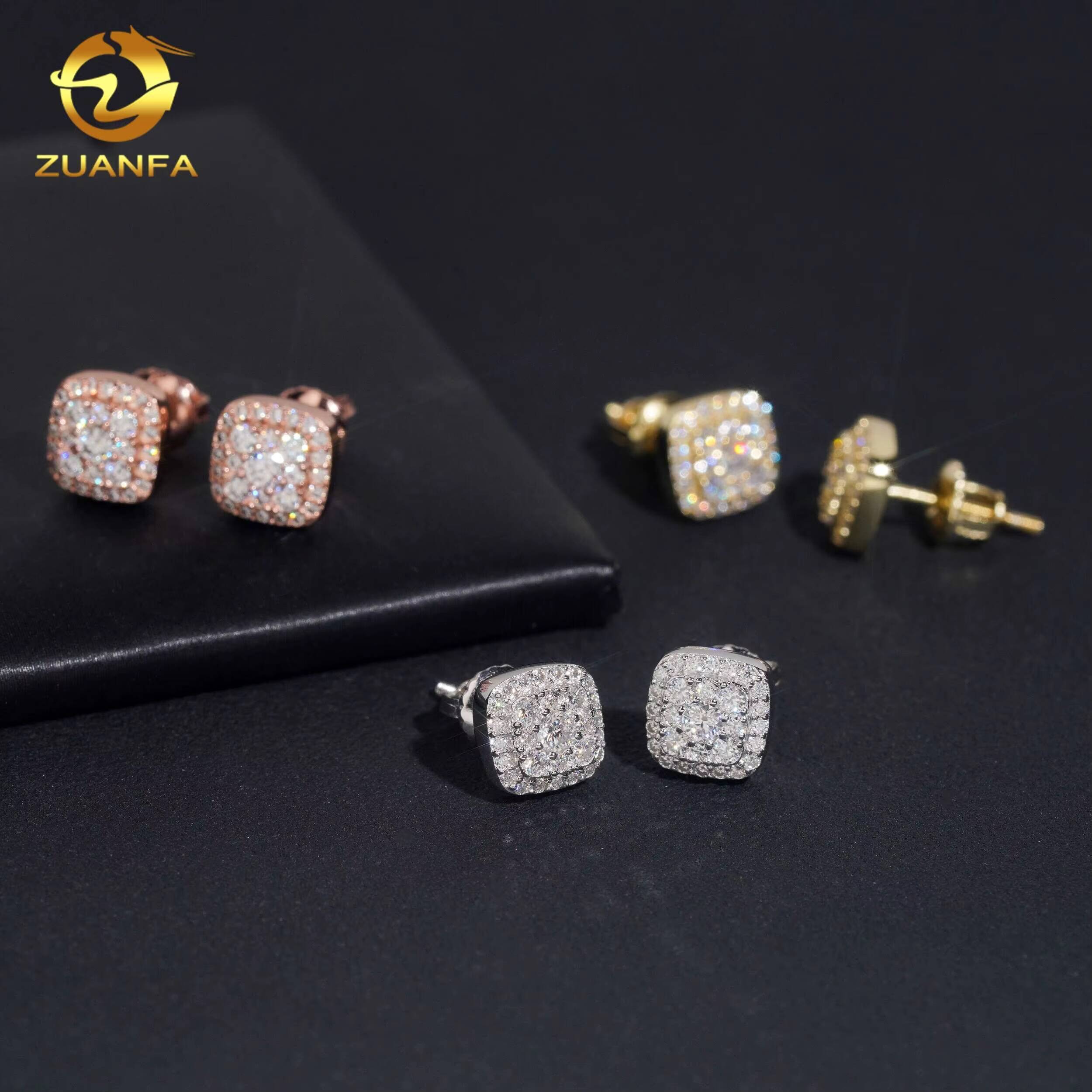 Wholesale Price 8mm Screw Back Ear Studs Hip Hop Jewelry VVS Moissanite 925 Silver Iced Out Classic Stud Earrings Pass Tester