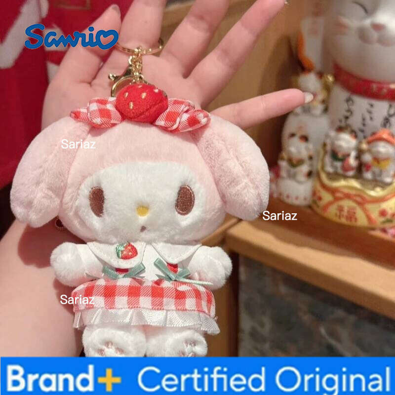 Sanrio Genuine Hello Kitty Melody Cute Girl Keychain School bag Pendant Kids Plush Toys Keyring Plushier Birthday Christmas Gift H260121