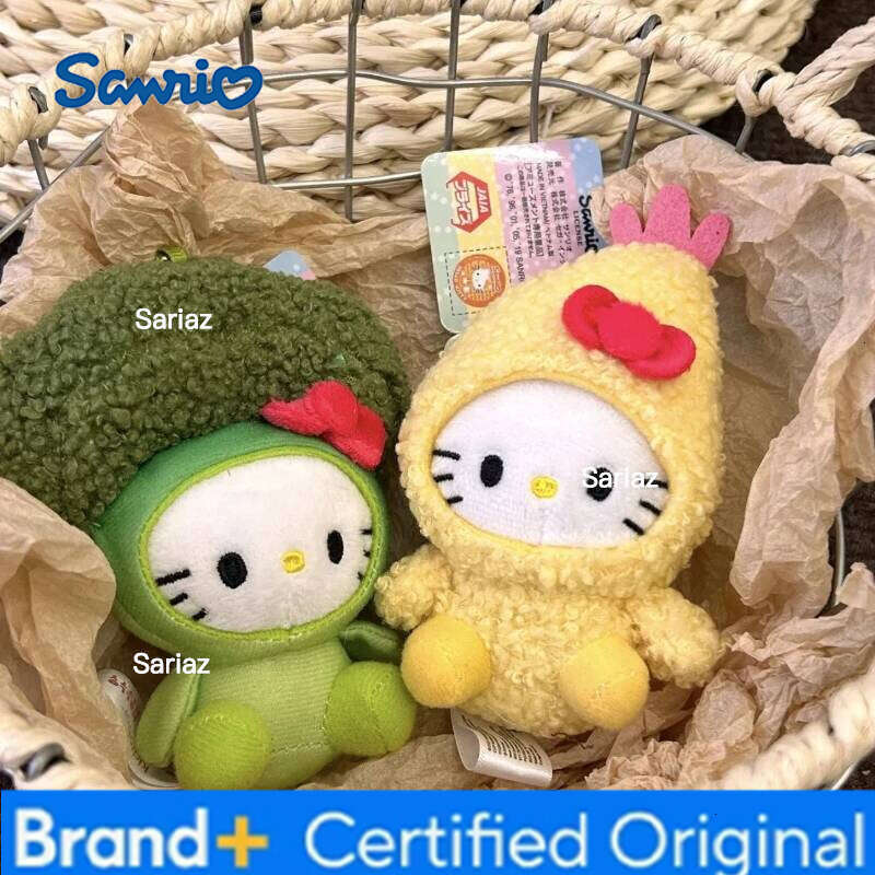 Sanrio Hellokitty Keychains Cute Leopard Print Design Creative Broccoli Cat Doll Bags Decorations For Christmas Souvenir Gifts H260121