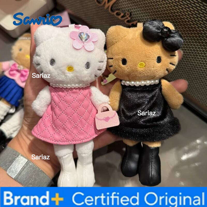 Sanrio 4 Style Kawaii Hello Kitty Leopard Long Leg Doll Black Animation Peripheral Cute Plush Keychain Girls Gifts H260121