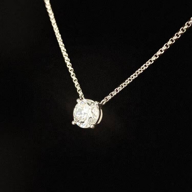 Direct Selling 925 Sterling Silver VVS Moissanite Pendant Necklace Adorned Halo Link Chain Rhodium Plated Women