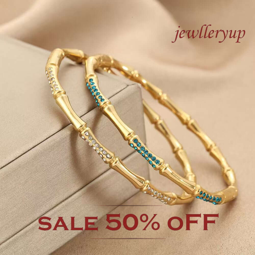 Jewelry Women's Bamboo Knot Diamond-Encrusted Gold-Plated Stainless Steel Bangle Bracelet High-End Niche Temperament Versatile Daily Wear & Gifti