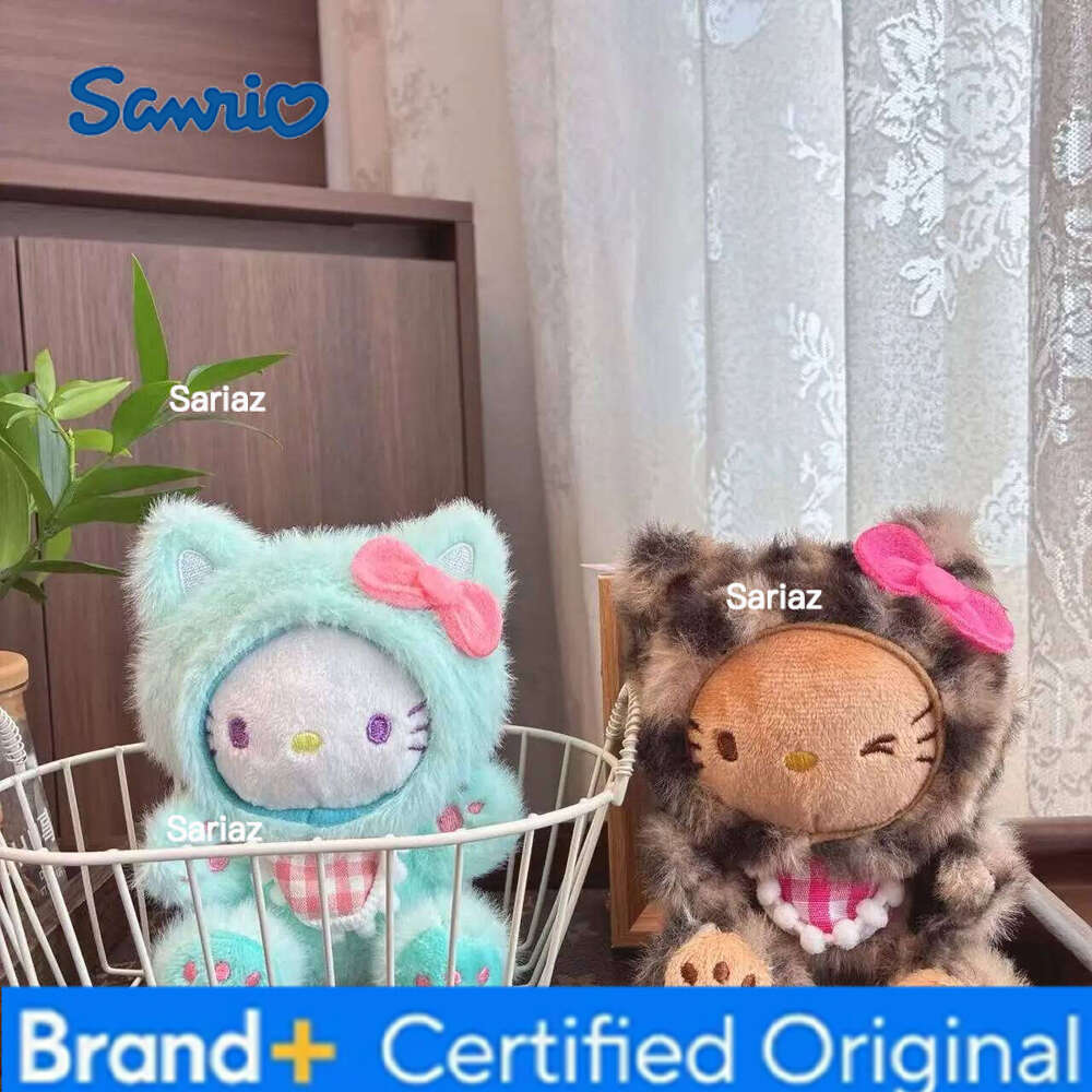 Sanrio Cartoon Sexy Leopard Bow Cat Hello Kitty Pendant Kawaii Japanese Ornament Birthday Party Gifts Plush Doll Bag Charm Decor H260121