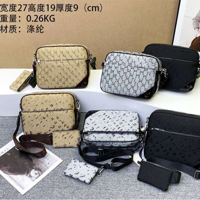 2026 Men's single-shoulder bag high-end feeling slanted crossbody bag for men trendy and fashionable wide shoulder strap versatile large capacity H260121