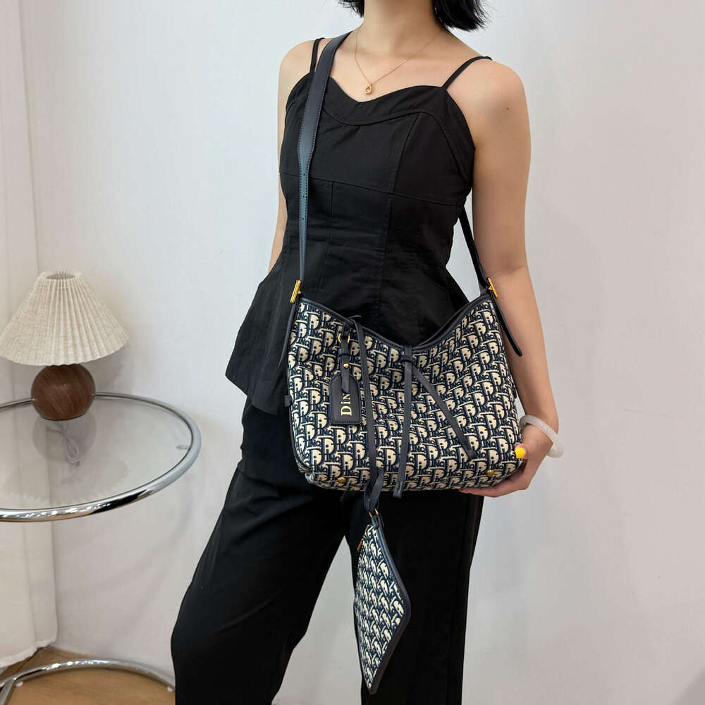 Monica kiki Jacquard Embroidered Letter Single Shoulder Crossbody Airport Trendy Tote for Women New Shopping Bag