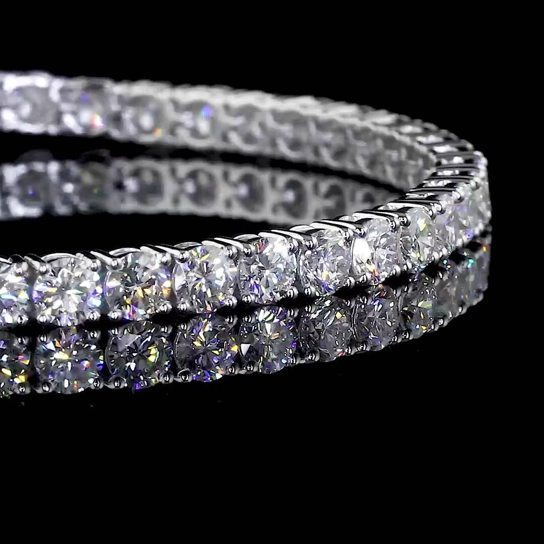 Womens Classic 14K Gold Lab Grown Diamond Tennis Bracelet Round Shape Diamond with Flexible Size