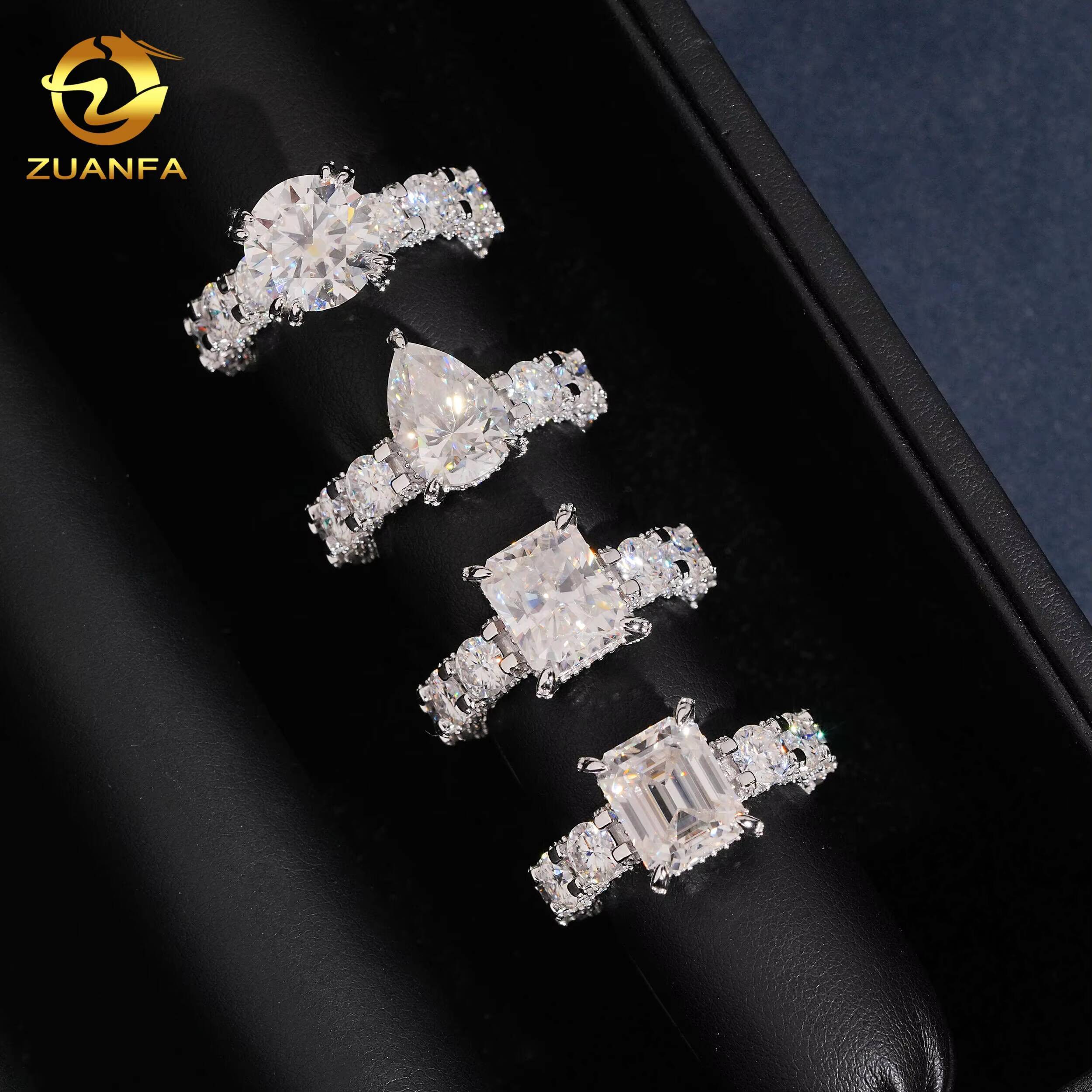 Hot Sale Luxury Hip Hop 925 Sterling Silver VVS Moissanite Pass Diamond Test Iced Out Diamond Wedding Ring