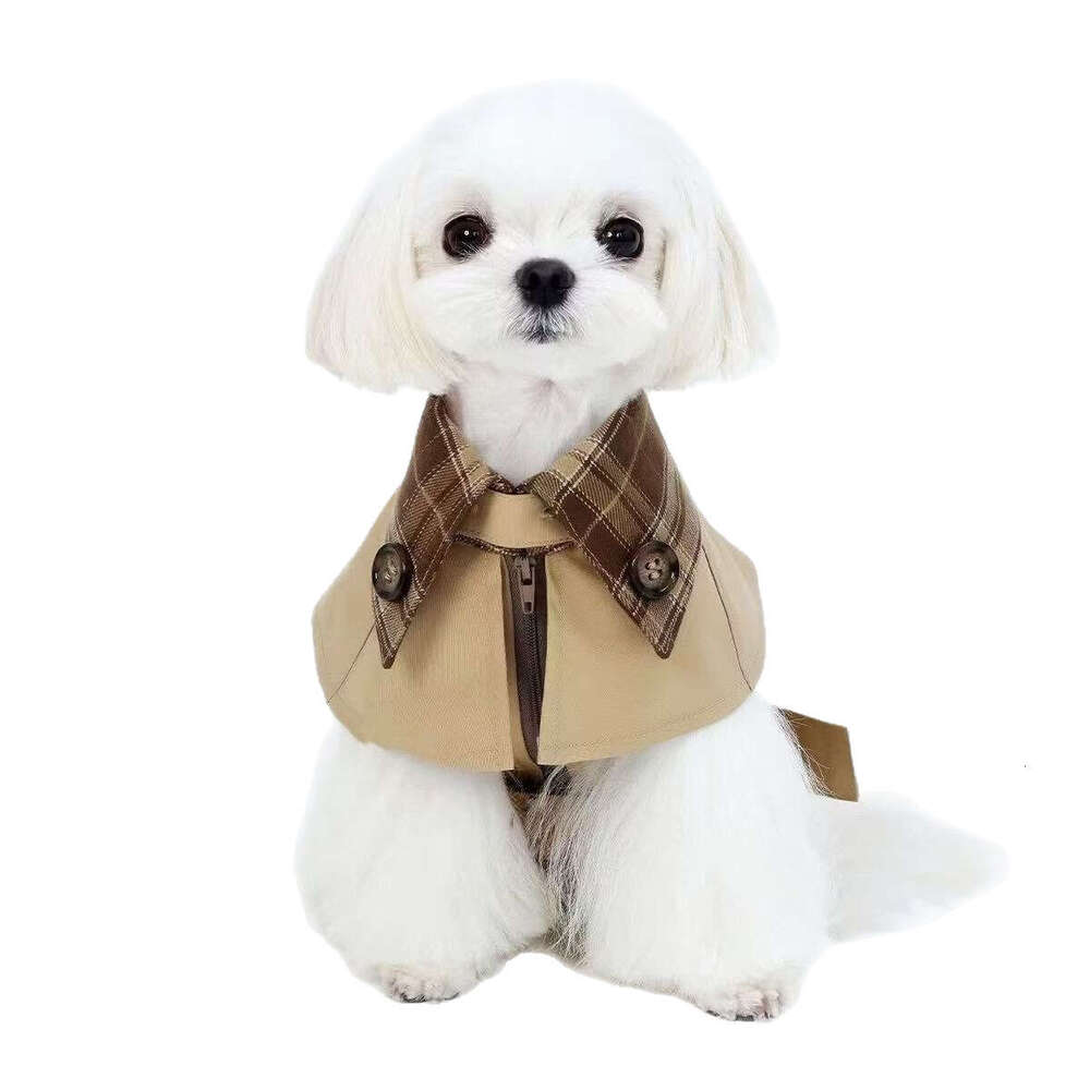 Dog Jacket One Piece Jacket Collar Striped Checkered Gentleman's Cloak Designer Clothing Classic Luxury Lightweight Dog Trench Coat