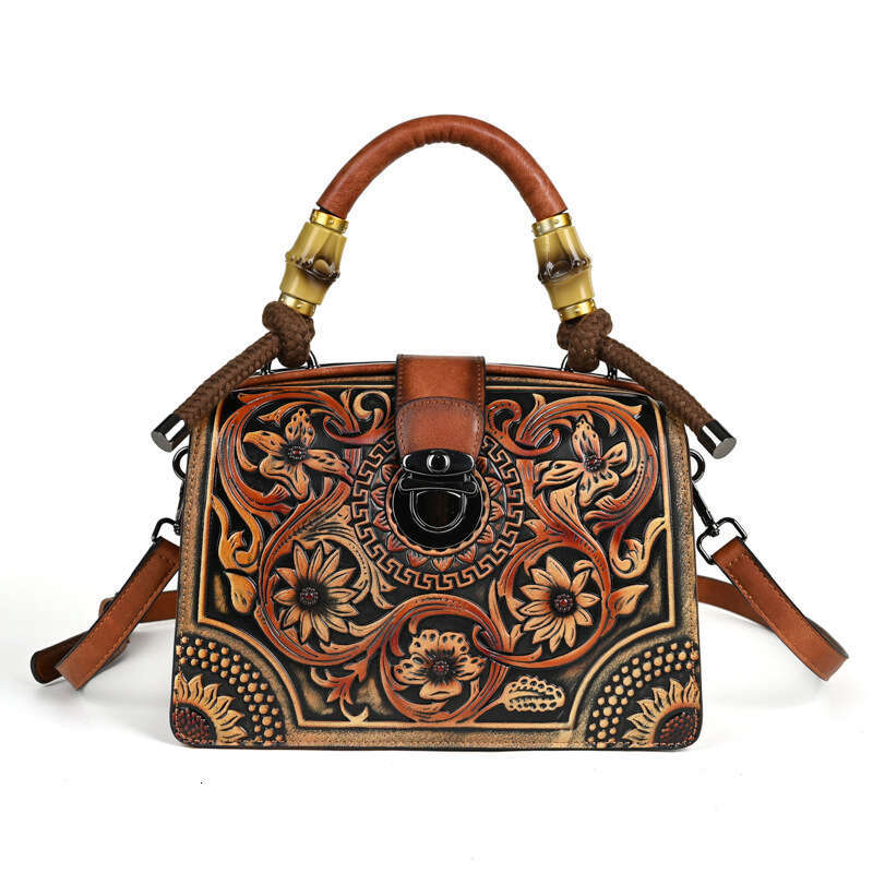 Luxury Shoulder Bags New European And American Retro Original Embossed Color Block Lock Clip Mouth Bamboo Knot Hemp Rope Women S Bag SENYY