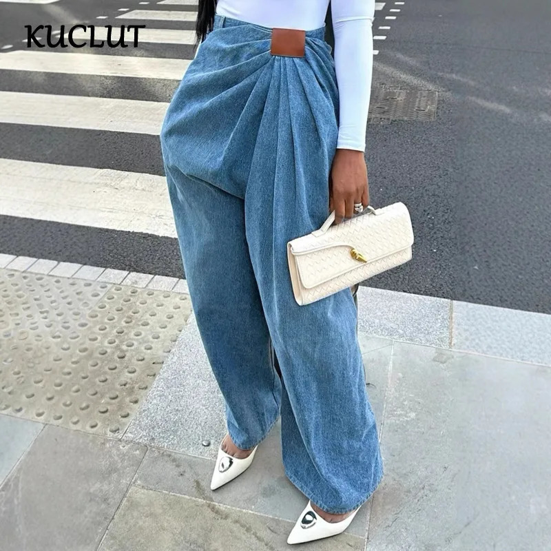 KUCLUT Autumn Fashion Trendy Street Style Wide-Leg Jeans For Women Versatile Straight Denim Pants Female Trendy 260120