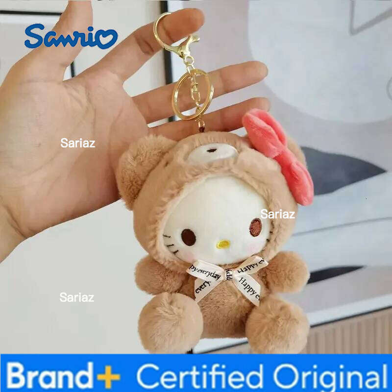 Sanrio 12CM Cute Plush Keychain Children Hello Kitty Pendant Kuromi Cartoon KeyChain Backpack Decoration Gifts for Kids Toy H2601211