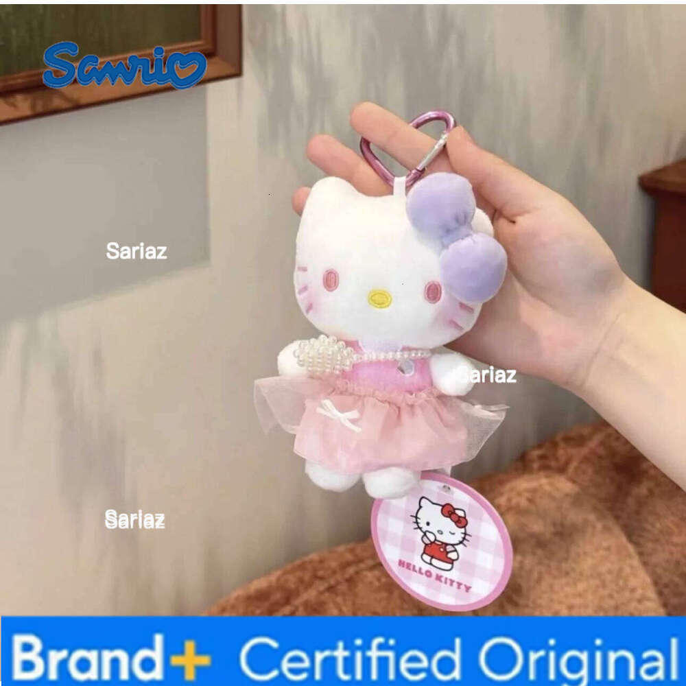 Sanrio Kawaii Hello Kitty Keychain Cartoon Toys Kt Cat Stuffed Plushies Key Ring Plush Pendant Give Holiday Gift H260121