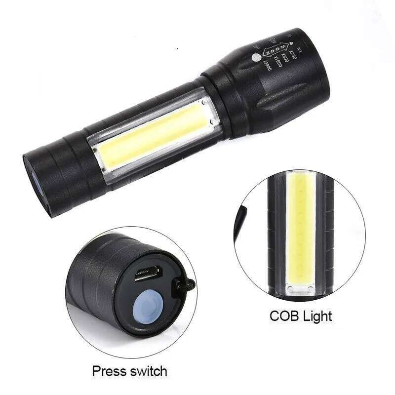 Waterproof T6 COB Flashlight USB Rechargeable LED Mini Telescopic 120LM 3W Camping Lantern Zoomable Focus Torch Light Z260121
