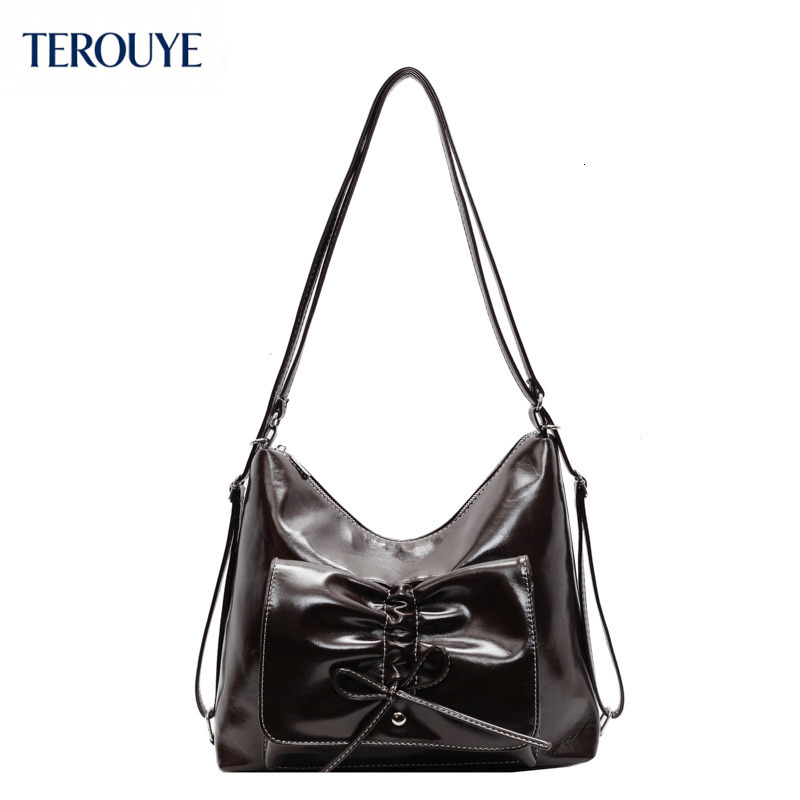 TEROUYE Retro fashion women s handbag Korean style large capacity shoulder bag autumn and winter new casual bow design backpack luxury Luxury bag