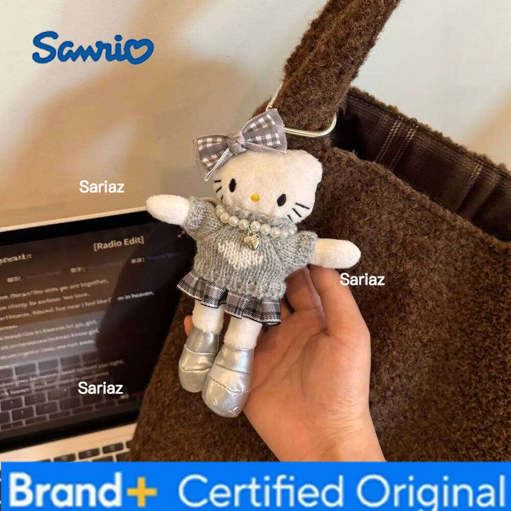 Sanrio Cute Long-legged Hello Kitty Plush Pendant Keychain Skirt Dress-up Baby Clothes Ins Style Doll Couple School Bag Decoration H260121
