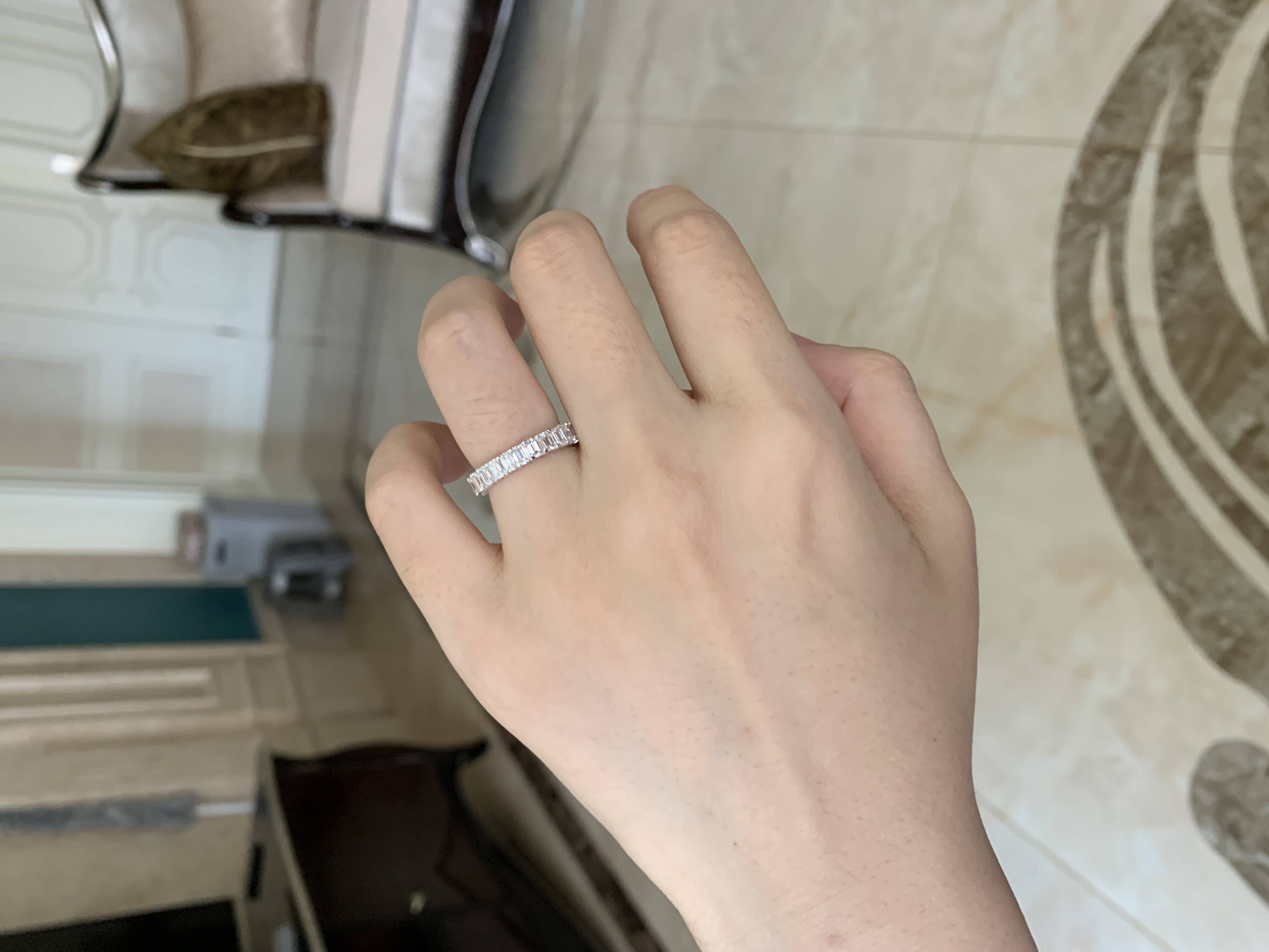 MaiYi Custom 9K/10K/14K/18K Gold Real Lab Grown Diamond Ring Tennis Ring Baguette Ring for Engagement Wedding