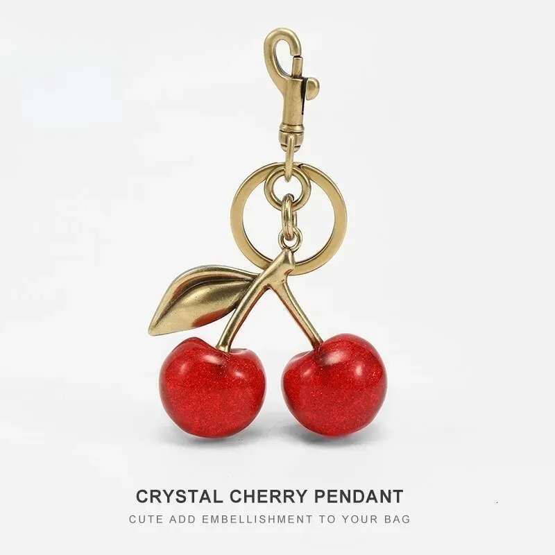 Keychain Cherry Pendant Exquisite Crystal Accessories Lanyards for for Handbag Car Keychain Daily Use Gift High Quality Texture Bag Charm for Women an