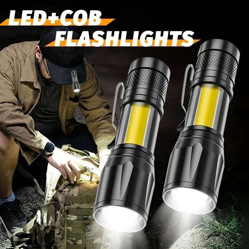 Mini LED COB+XPE Portable Torch USB Charging Camping Lantern Zoomable Focus Light Tactical Flashlight with Pen Clip Z260121