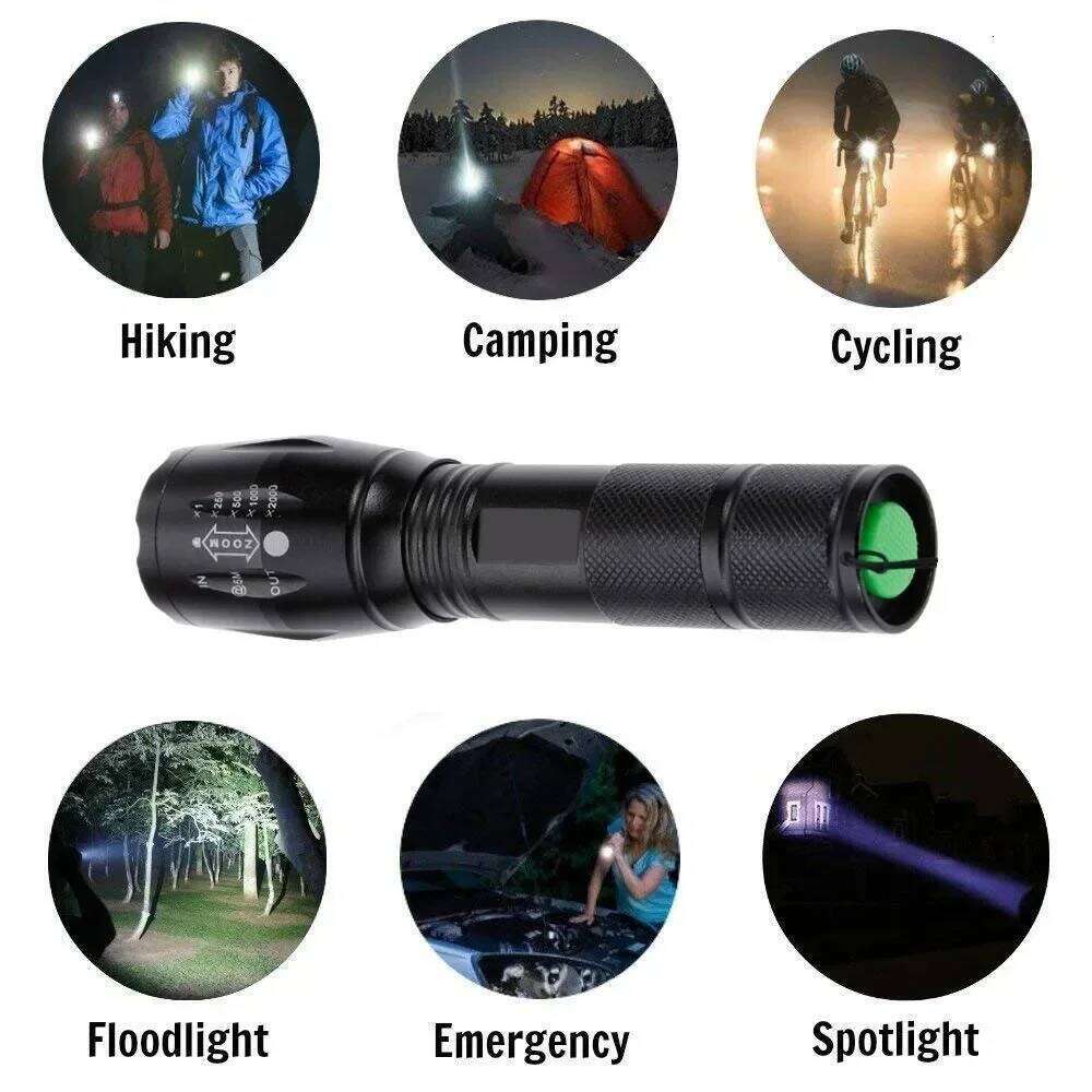 High Power T6 LED Flashlights Camping Torch 5 Modes Zoom Light Aluminum Alloys Waterproof Material External 18650 Battery Z260121