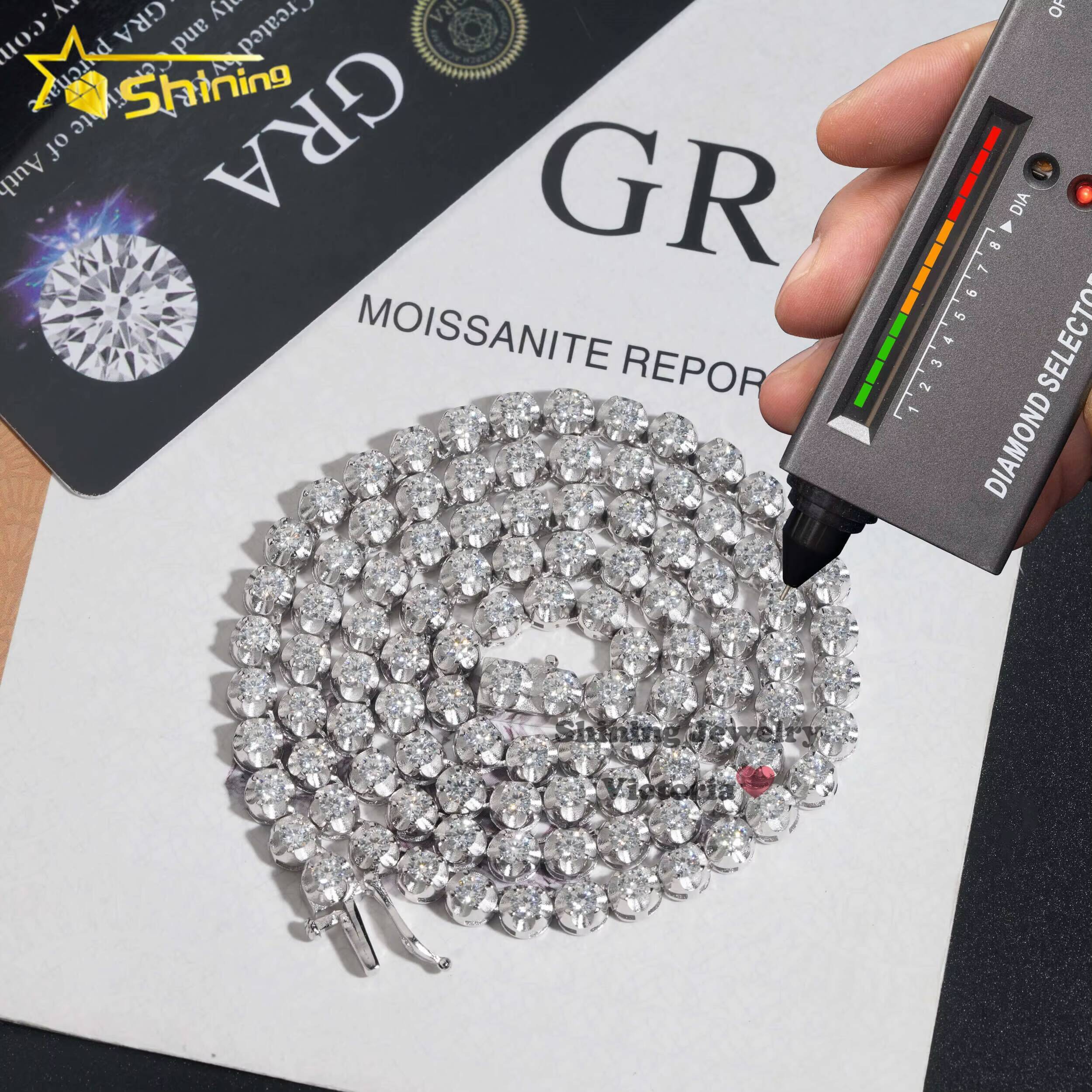 New Design Luxury Men Women Hip Hop Iced Out Fine Jewelry 3MM 4MM Lab Diamond S925 Silver Vvs Moissanite Tennis Chain Necklace