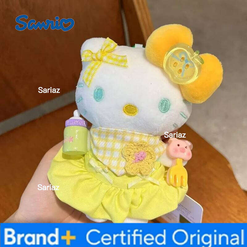 Sanrio Yellow Themed Series HelloKitty Keychain Holding Bouquetfull of Spring Kitty DIY Bag Plush Doll Pendant Girls Gift H260121