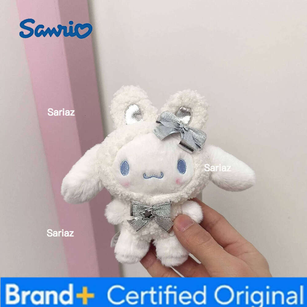 Sanrio Cute Doll Winter Snow Rabbit White HelloKitty Melody Cinnamoroll Plush DIY Bag Pendant Keychain Accessories Gift H260121