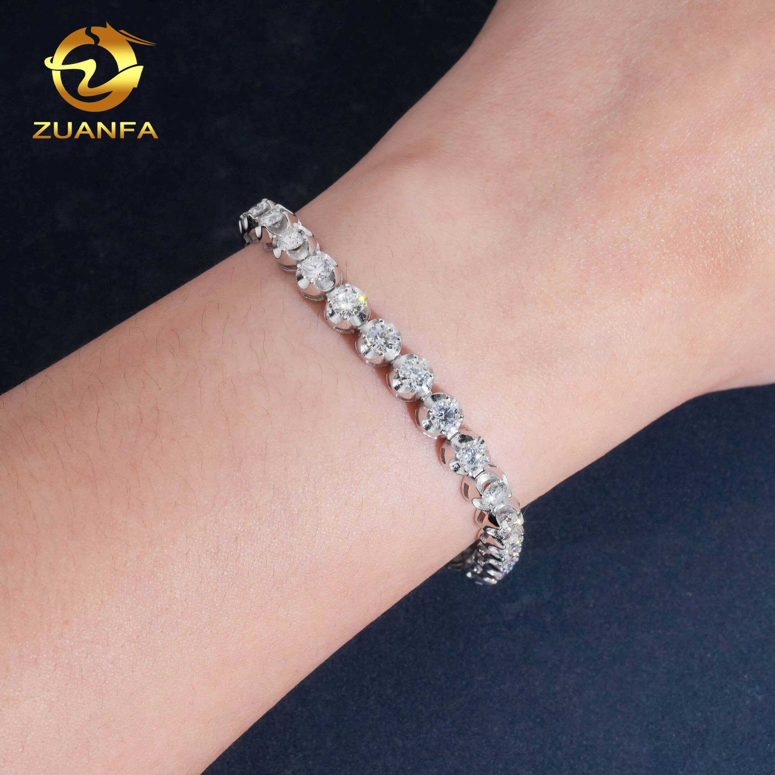 New Stock Special Prong 6mm Tennis Bracelet Hip Hop Jewelry 925 Silver Moissanite Tennis Bracelet Men Women Iced Out Bracelet