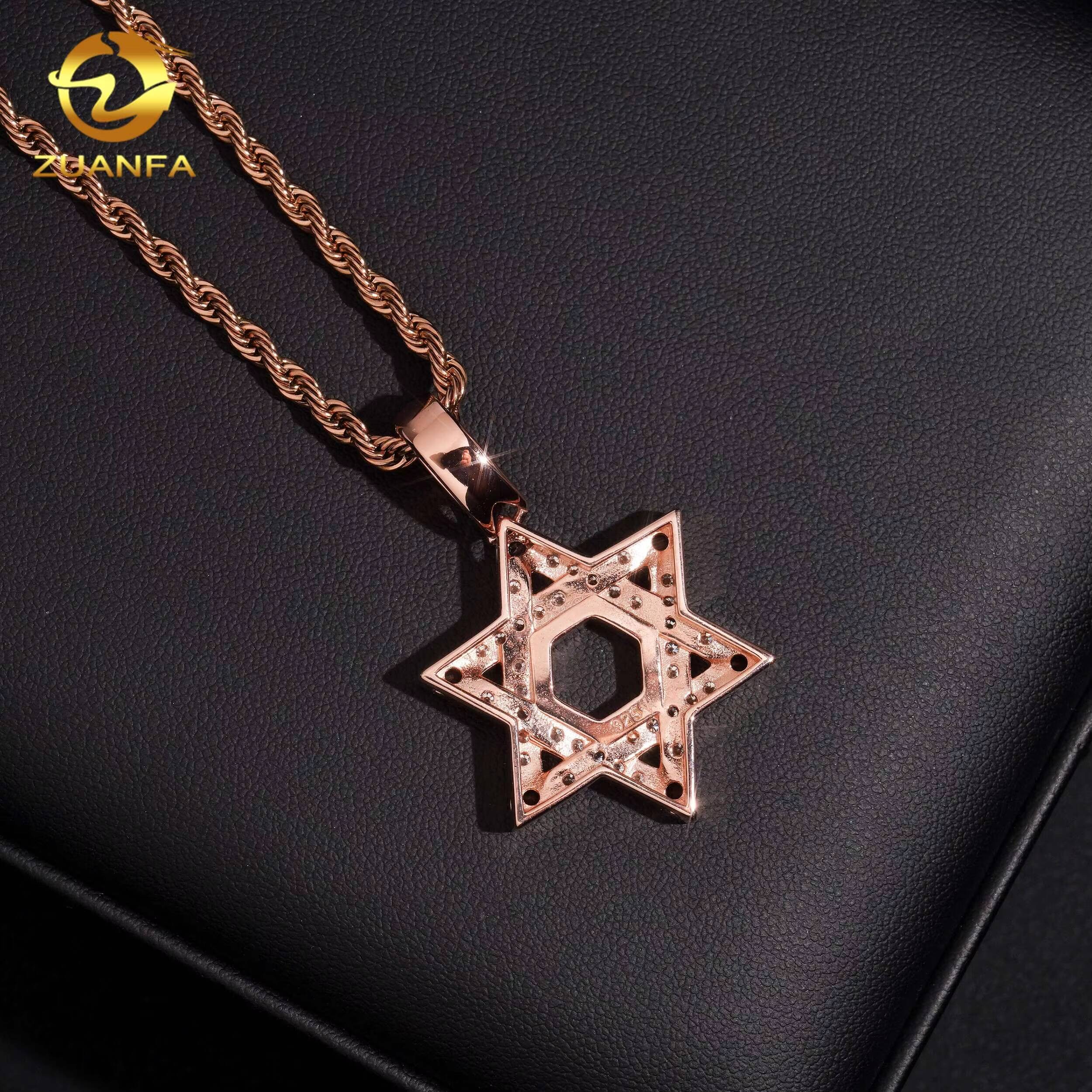 GRA Certificate Pentagram Pendant Custom Iced Out Hip Hop Moissanite Jewelry 925 Silver VVS Moissanite Diamond Charm Pendant