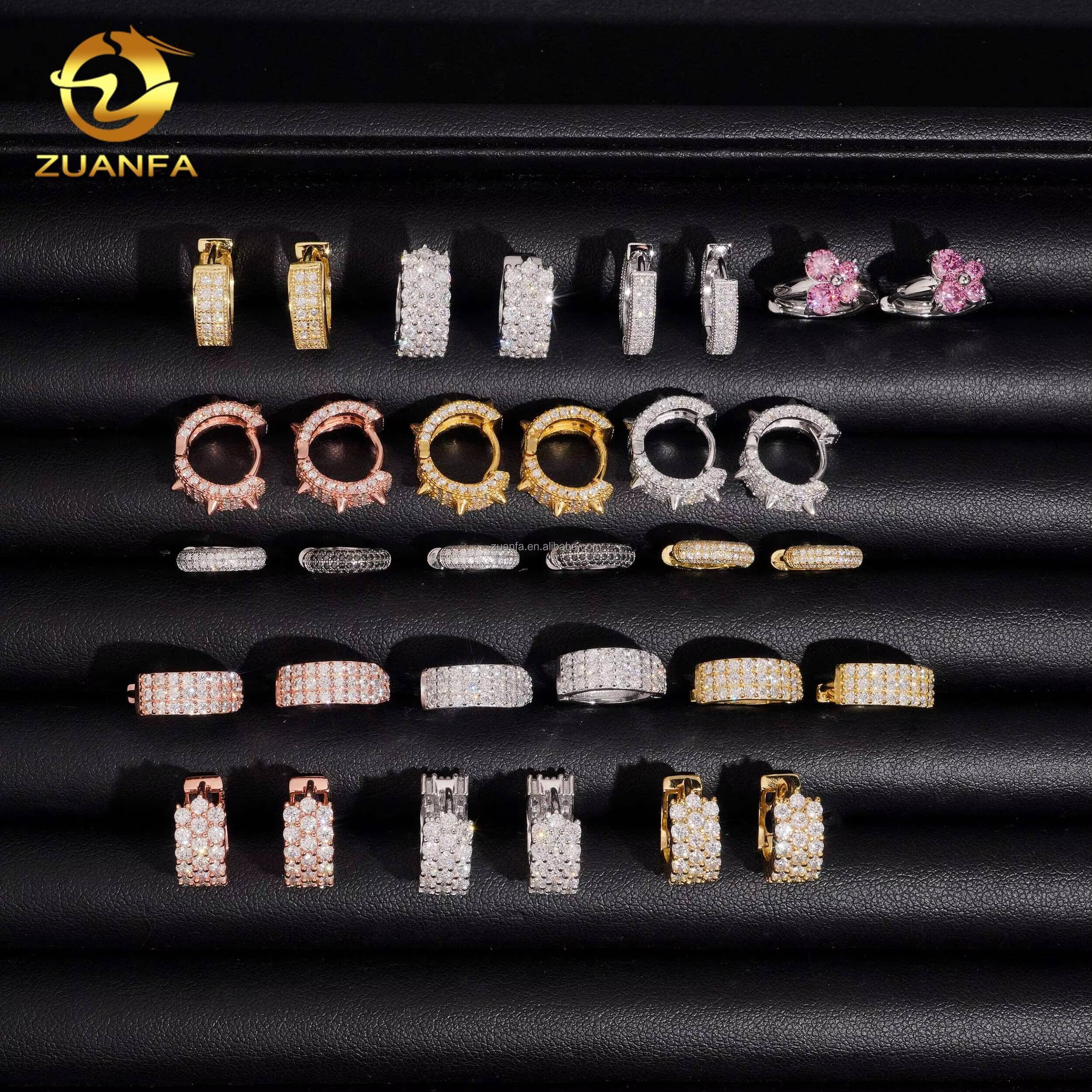 Bulk Stock Pass Diamond Tester GRA Certificate Hip Hop Iced Out Jewelry 925 Sterling Silver VVS Moissanite Diamond Hoop Earrings