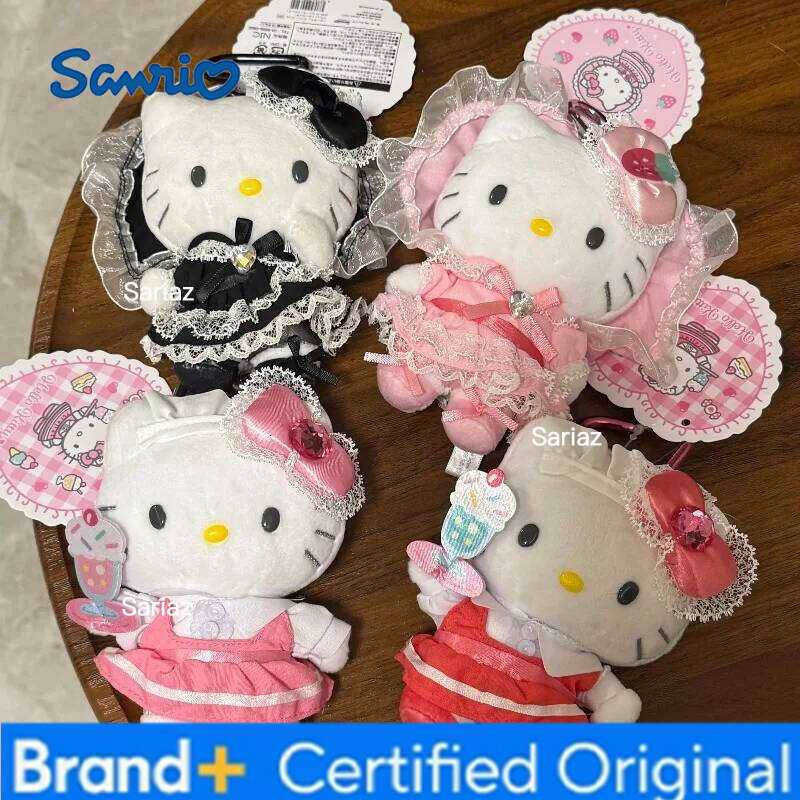 Sanrio Dessert Series Hello Plush Doll Toy Keychain Maid Loli Lace Black Skirt kitty cat Stuffed Plushies Bag Pendant H260121