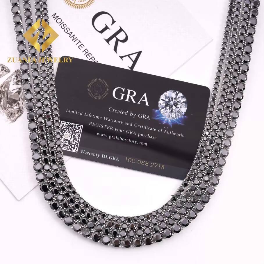 Pass Diamond Tester 925 Sterling Silver 3mm 4mm 5mm Black Moissanite Tennis Bracelet Fine Jewelry Men Women Moissanite Bracelet