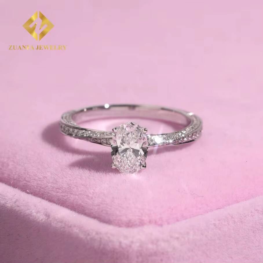 Luxury Jewelry 078ct Main Stones 18k Gold D VS1 Oval Cut Lab Diamond Wedding Ring Engagement Ring IGI Certificate