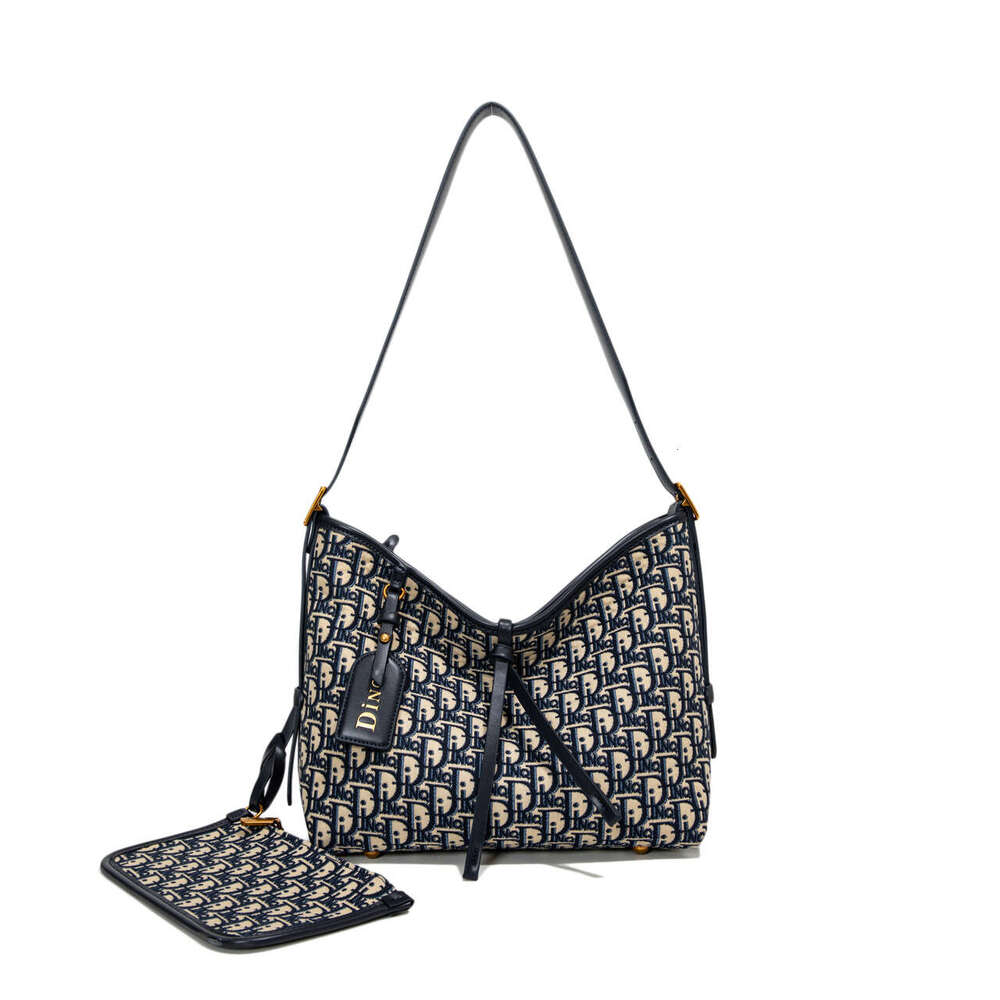 Monica kiki Jacquard Embroidered Letter Single Shoulder Crossbody Airport Trendy Tote for Women New Shopping Bag