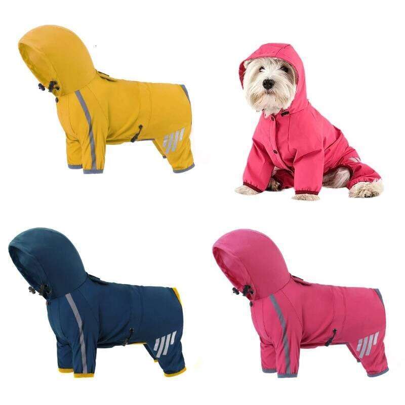 Famous brand Rainwear Step In Dog Windproof Rain Coat FourSeason Pet Clothes Outdoor Walking Raincoats with ReflectiveStripes pupakaIK