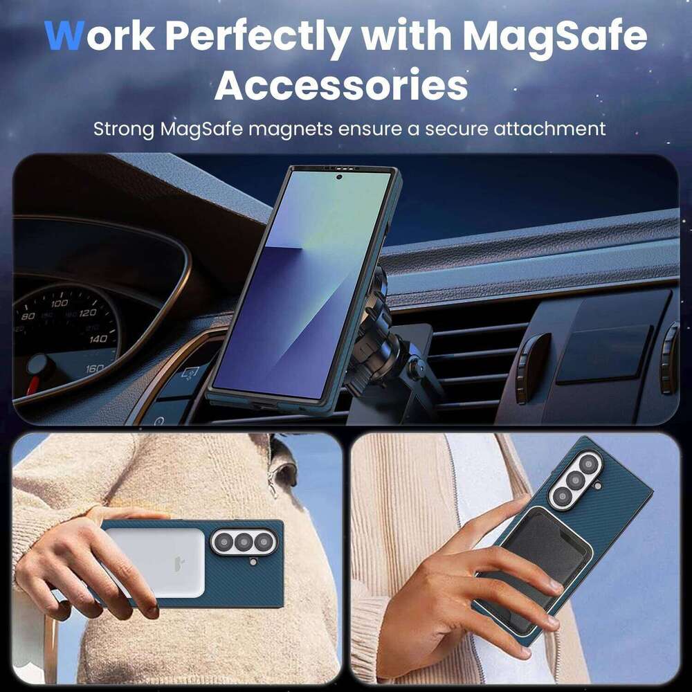Luxury Ultra Thin Carbon Fiber Leather Phone Case For Samsung Galaxy Z Fold 7 6 5 4 3 Retro Business Magnetic Cover Z260121