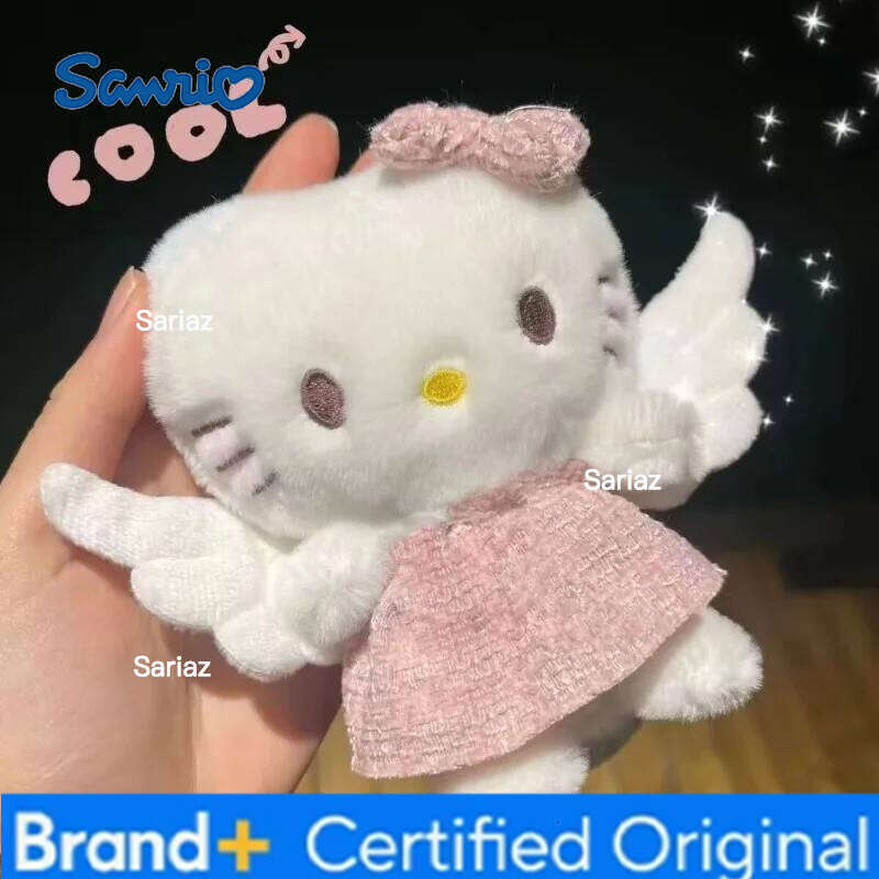 Sanrio 13cm/5.12in Hello Kitty Plush Keychains Angel Wing Pendant Anime Peripherals Cartoon Backpack Girls Cute Stuff Decorative Dolls H260121