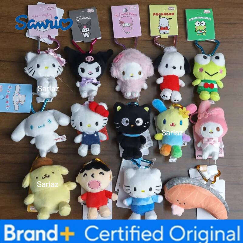 Sanrio Love Button Kitty Cinnamoroll My Melody Kuromi Salmon Frog 8CM Clip Pendant Keychain Plush Doll Toy H260121