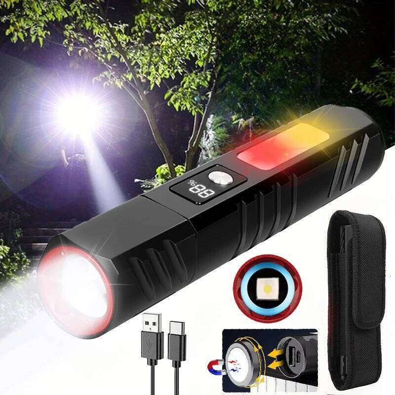 Powerful LED COB Flashlight 7 Modes Rechargeable Zoom Torch with Magnet Built in 18650 Battery Outdoor Camping Emergency Lantern Z260121