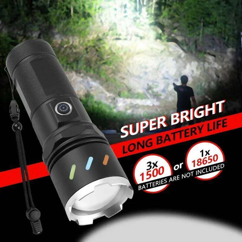 Super bright multifunctional flashlight strong long range rechargeable outdoor home lighting portable camping light Z260121