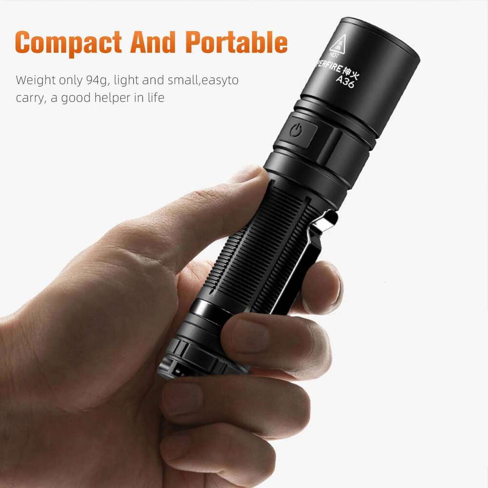 SUPERFIRE A36 12W EDC Flashlight 780LM Bright LED Portable Torch 2000mAh Battery With Tail Magnetic Camping Fishing Lantern Z260121