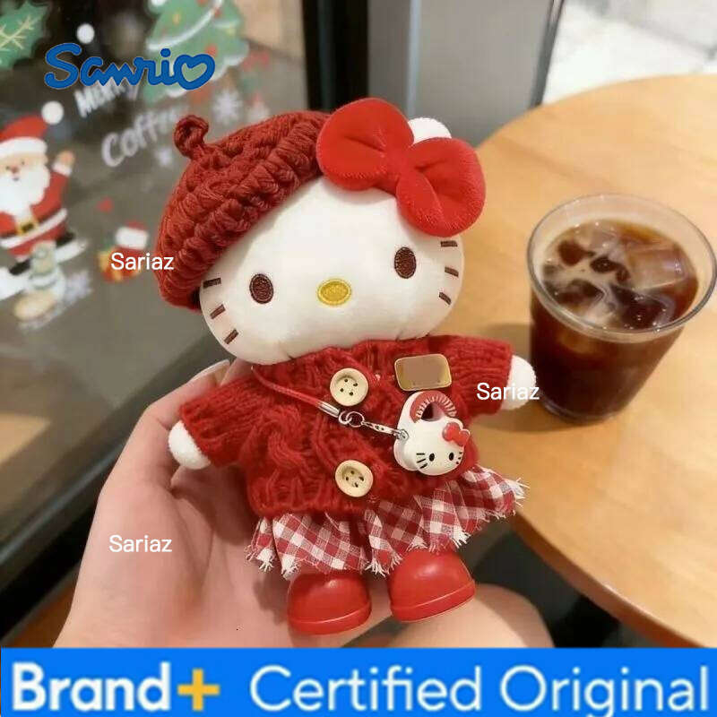 Sanrio Cartoon Kawaii New Cute Sweater Plaid Skirt Hello Kitty Plush Keychain Backpack Ornament Best Friend Girl Birthday Gifts H260121