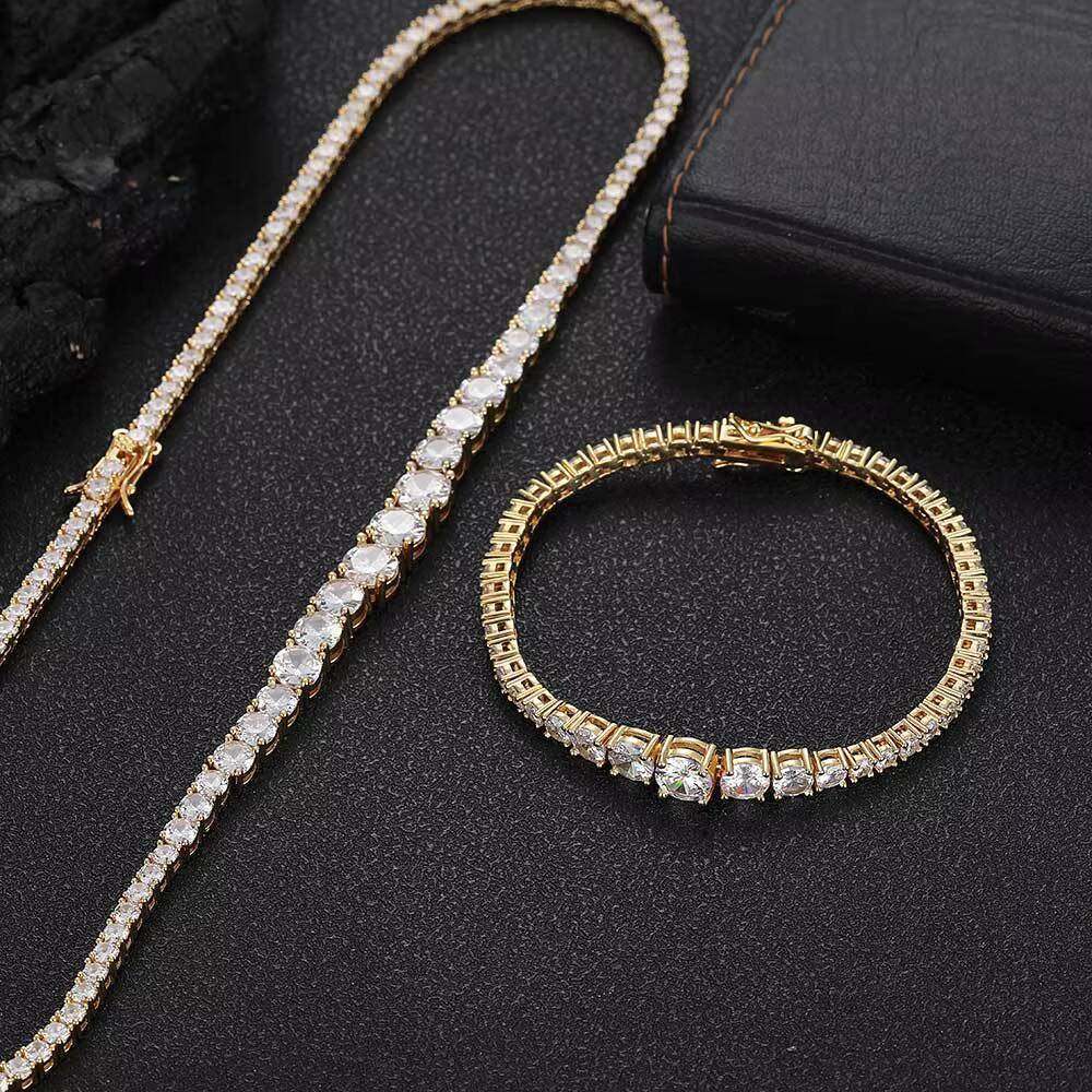 Womens Magnificent Classic Graduated Round Cut Morganite Tennis Necklace Sparkly Hip Hop Cubic VVS Morganiteia Tennis Chain for Men