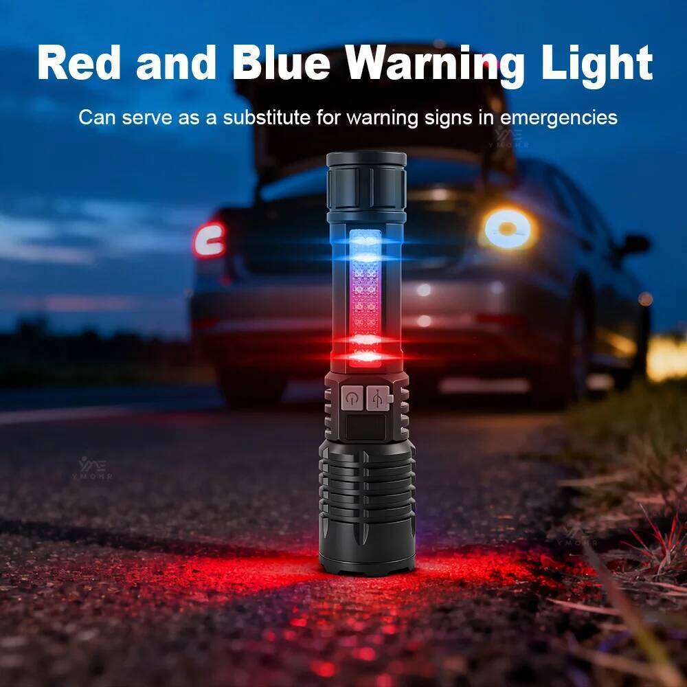 High Power Side Lamp Rechargeable LED Flashlight Waterproof Digital Display Flashlights Torch Outdoor Camping Hiking Z260121